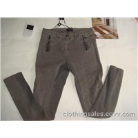 Ladies 100% Cotton Pigment Dyed Stylish Pants-HZJ058
