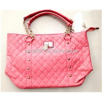 PU Leather Embroidery Women Totes Double Chain Handle Shoulder Handbags With Hanging Heart