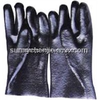 Black PVC coated/dipped work glove,Rough finish,GSP1211B