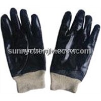 Black PVC fully coated/dipped work glove,smooth finish,knit wrist GSP0111B