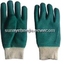 Green PVC fully coated/dipped work glove,sandy finish,knit wrist GSP2111GR