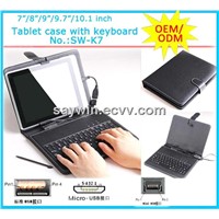 Hot selling keyboard case PU leather material 7/8/9/9.7/10.1 inch colorful