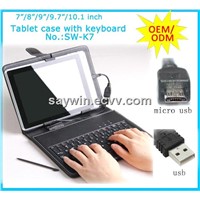 Hot selling leather keyboard case 7/8/9/9.7/10.1 inch