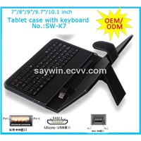 Hot selling tablet pc leather keyboard case  7 inch to 10.1 inch