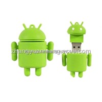 Shenzhen factory customized cartoon portable android robot usb flash drive 64MB-64GB