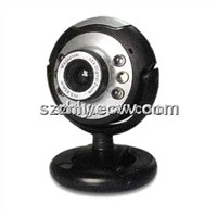 Software six lights web camera USB 2.0 cmos webcam with clip lights and microphone