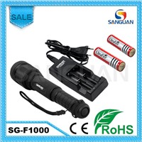 1000lm Cree T6 LED Adjustable LED Tactical Torch Rechargeable