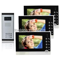 3-Apartments Video Door Bell 7inch TFT LCD Handfree intercom