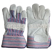 Cowhide split leather strip full palm safety glove