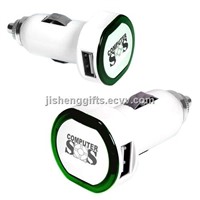 Fashion circle shape with LED ring dual auto/car charger