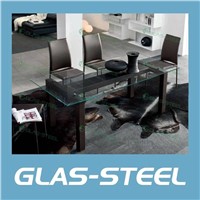 Glass Dinner Table - Glass Top Dining Table WC-BT512 & Modern PU Leather Chairs