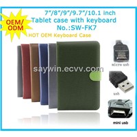Hot selling case keyboard for tablet 7/8/9/9.7/10.1 inch
