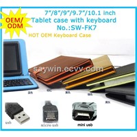 Hot selling tablet case and keyboard 7/8/9/9.7/10.1 inch