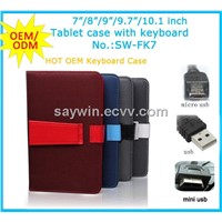 Hot selling tablet pc case keyboard 7/8/9/9.7/10.1 inch