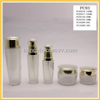 Lady's skincare glass bottles and jars