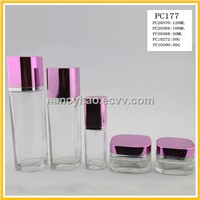 Purple UV cap lotion glass bottle