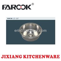 single bowl round stainless steel sink 41x41cm