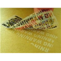 VOID tamper evident sticker, partial transfer security seal