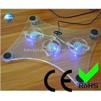 transparent laptop cooling fan with three fans