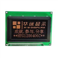 128 x 64 FSTN Orange LED LCM Module with SBN0064G Controller, Black Background