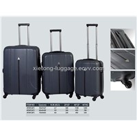Black PP Injection Trolley Zipper Business Hard Shell Case Set With TSA Lock and Twin Wheel