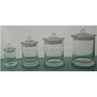 Glass candle holder with glass lid glass jars storage jars