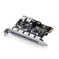 PCI Express to SuperSpeed USB 3.0 7-Port (5xExt+2xInt ) Expansion Card for Desktops