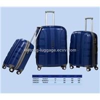 S.Blue Graceful Carry-on PP Injection Zipper Trolley Hard Shell Case with Double Wheels and TSA Lock
