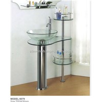 Tempered glass basin with Stainless steel frame stent,Glass basin 6079