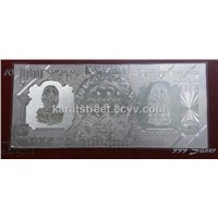 Silver 1000 rupees note with Lakshmi-Ganesh images