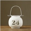 White Ceramic Candle Lamps With Number, Tealight holders