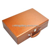 Brown Color Exquisite Leather Wine Box / Leather Wine Box Set