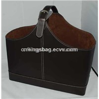 Dark Coffee Portable Hand-Held Leather Storager Box with Buckle