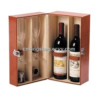 Faux Leather Wine Box Double Bottles Wine Holder