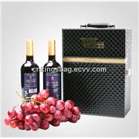 Hand-Held Double Wine Bottles Black Wine Packing Gift Box (Leather Wine Case)