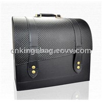 Hand-Held Leather Wine Carry Box Packs 4 Wine Bottles