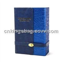 High Quality PU Leather Wine Box for Double Wine Bottles
