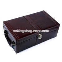 PU Leather Wine Box for Two Wine Bottles