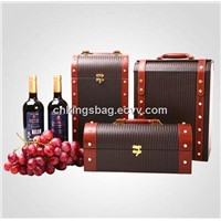 Retro Wine Packing Box (Pu Leather Hand-Held Wine Box/Wine Case/Gift Wine Box)