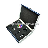 Six-Piece Wine Set-Leather Wine Box with Vacuum Stopper,Oxygenating Pouror,Foil Cutter and More