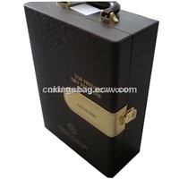 Unique Desing Leather Wine Carrier Box, China Supplier Leather Wine Box(Two Wine Bottle)