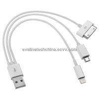 3in1 8 pin 30 pin Micro USB to USB Combo Charger Cable Adapter for iPhone 5 4G