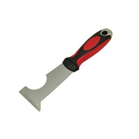 6-in-1 scraper, overmolded handle with end cap,  stiff ground blade,