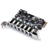 7-Port SuperSpeed USB 3.0 PCI Express Controller Card Adapter 4-pin IDE Power Connector