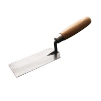 Bricklaying trowel with wooden handle,single edge V-notched