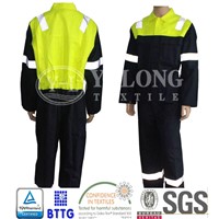 Fluorescent yellow high visibility jacket with reflective strip