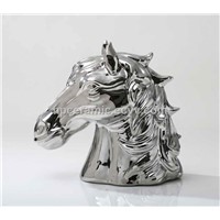Silver Plated Ceramic Equestrian Trophy, Horse Racing Trophy