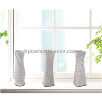 White Ceramic Table Vase with wrinkle line, interior vase