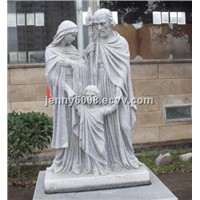 granite monument with Jesus and maria sculpture