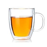 insulated double wall glass cup with handle